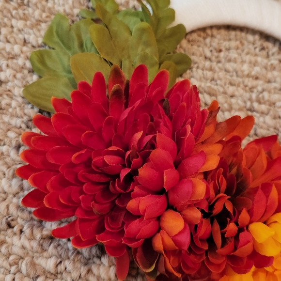 Handmade Flower Wreath Wrapped in White 8 Inch - Picture 4 of 5